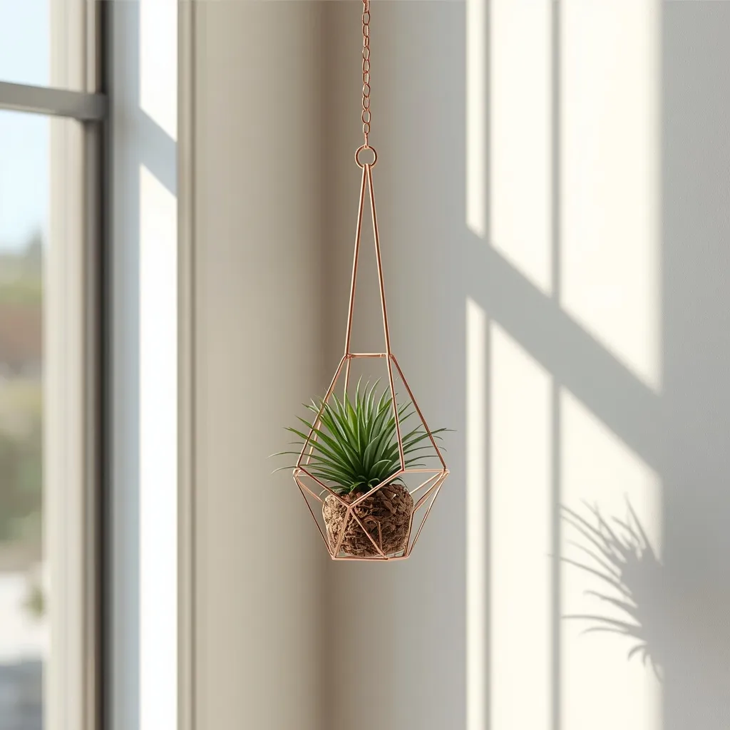 Air plant in a copper wire hanger