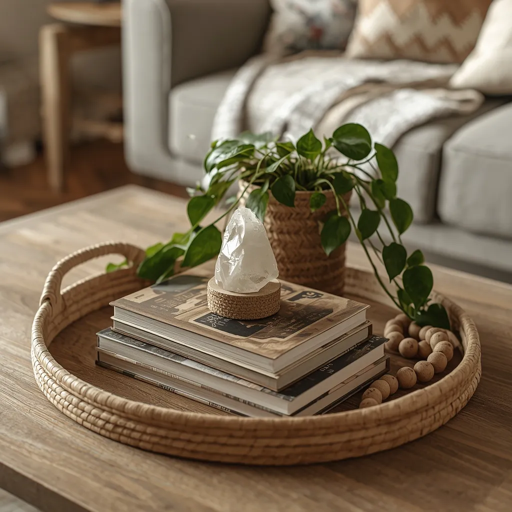 Boho coffee table decor summer