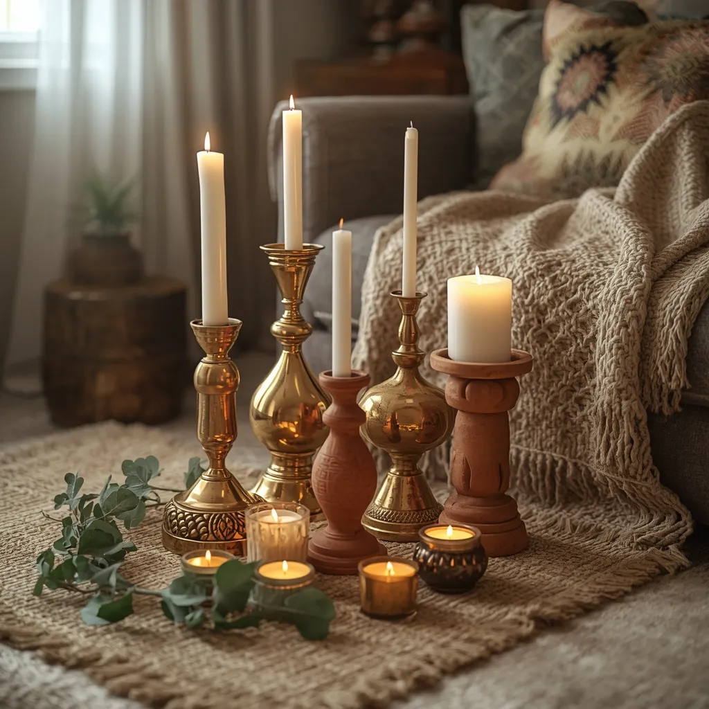 Boho layered candle corner