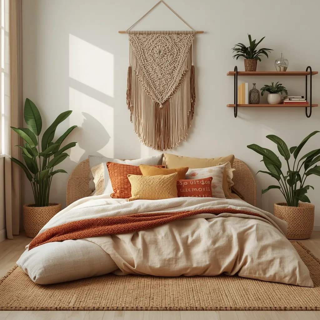 Boho teen bedroom with textiles