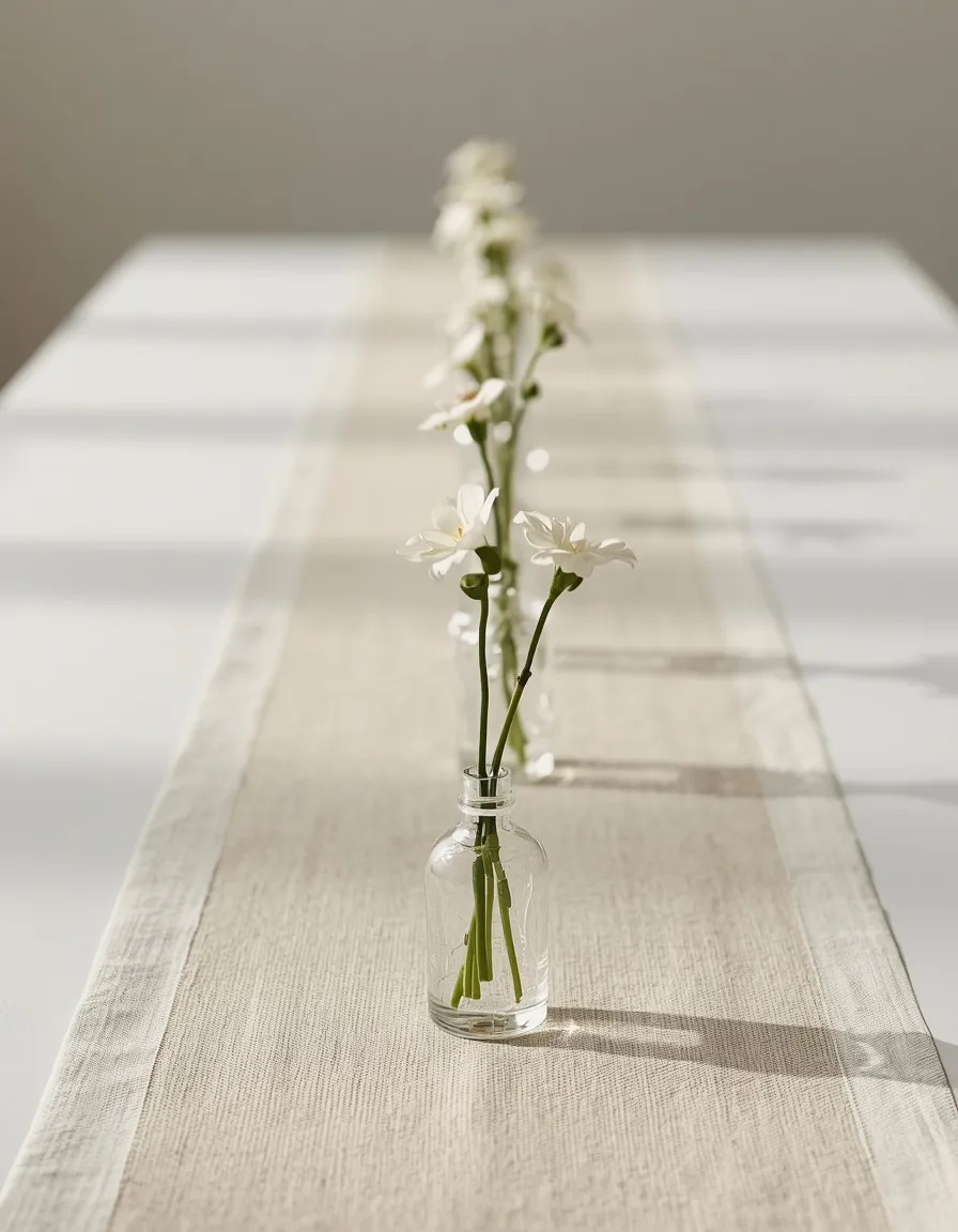 Bud vase runner summer tablescape