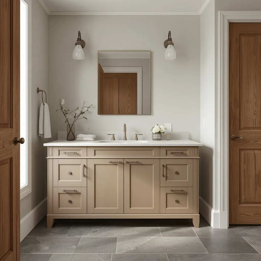 Greige bathroom cabinet color