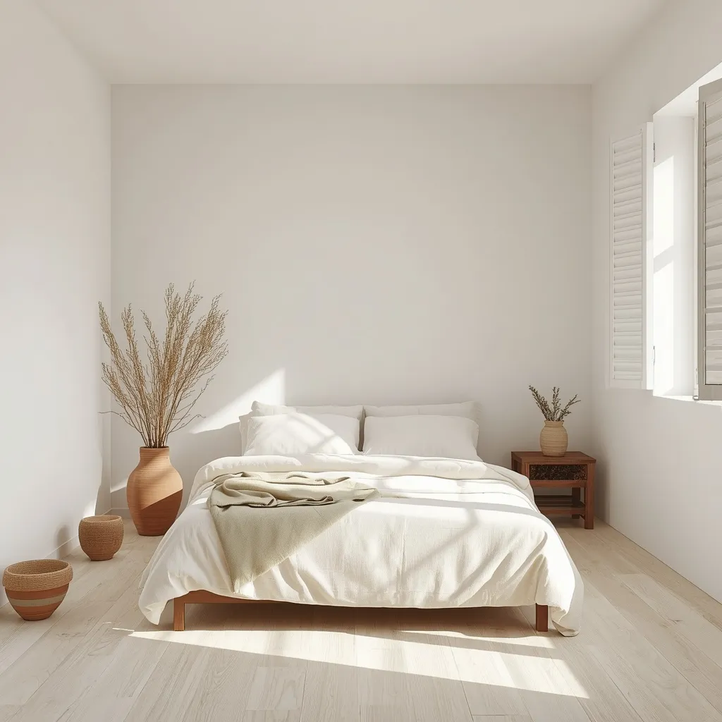 Mediterranean whitewash summer bedroom