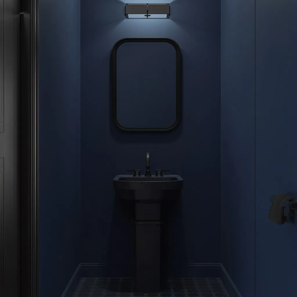 Modern navy and black powder room