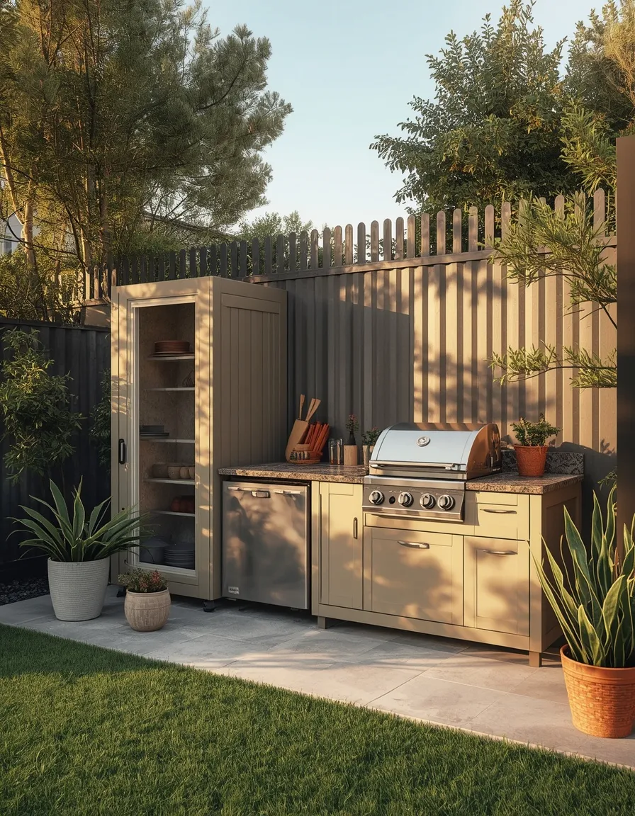Modular small backyard outdoor kitchen