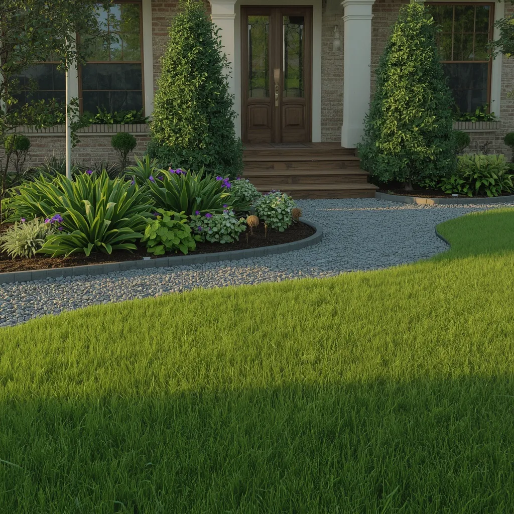 No grass front yard garden