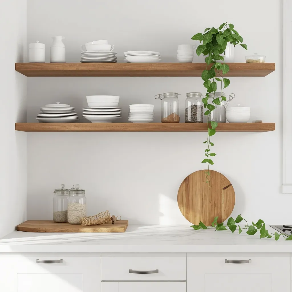 Open shelving kitchen makeover