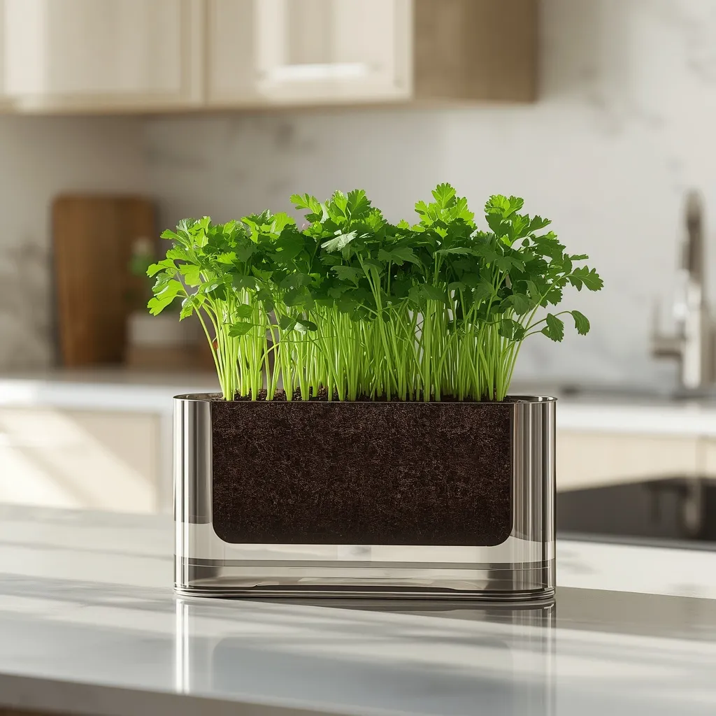 Self-watering cilantro container garden