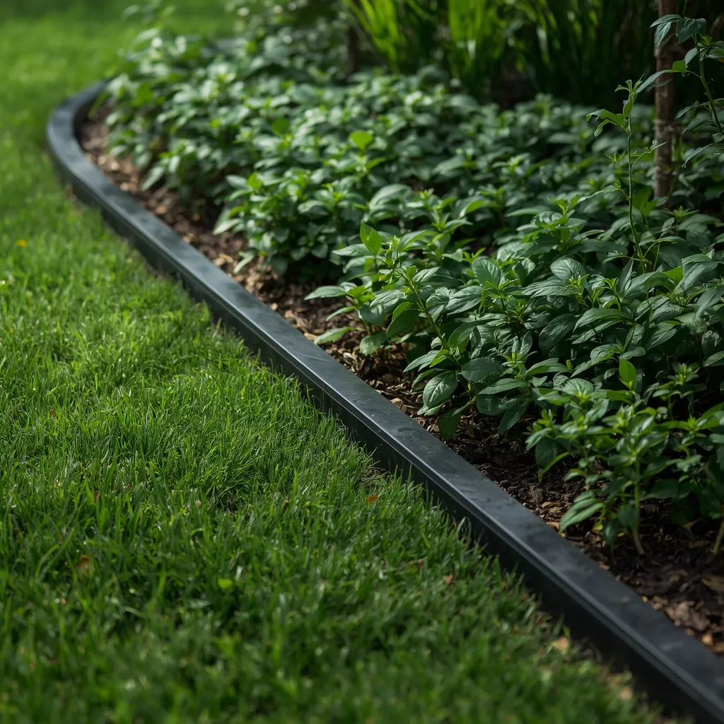 Slim steel flower bed edging