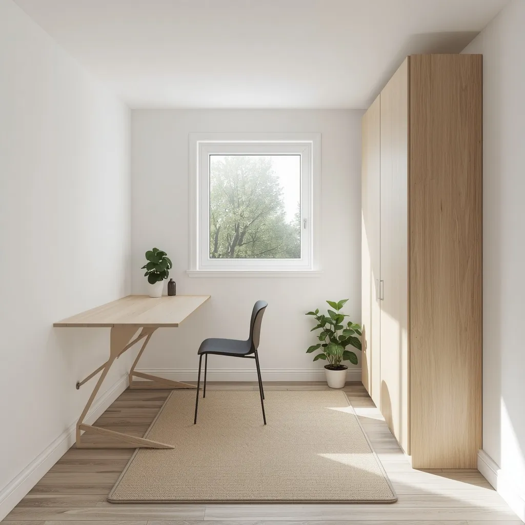 Small minimalist shed office interior