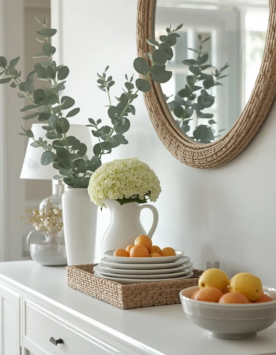 Styled summer dining room buffet