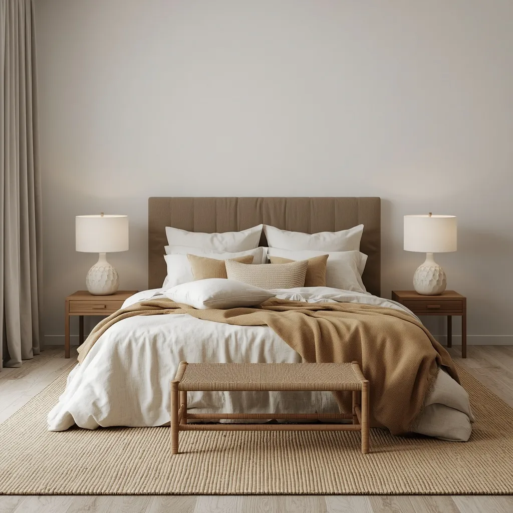 Warm neutral bedroom makeover