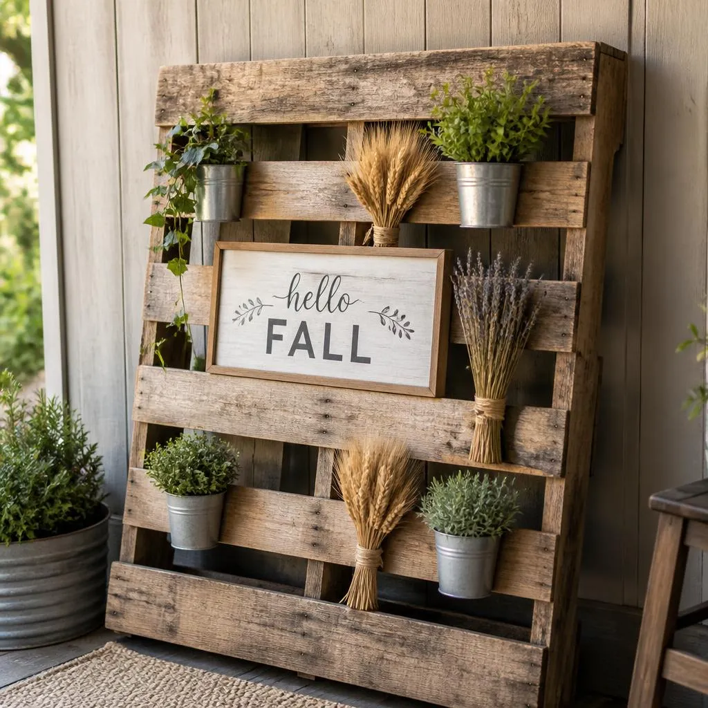 Wooden pallet fall display backdrop