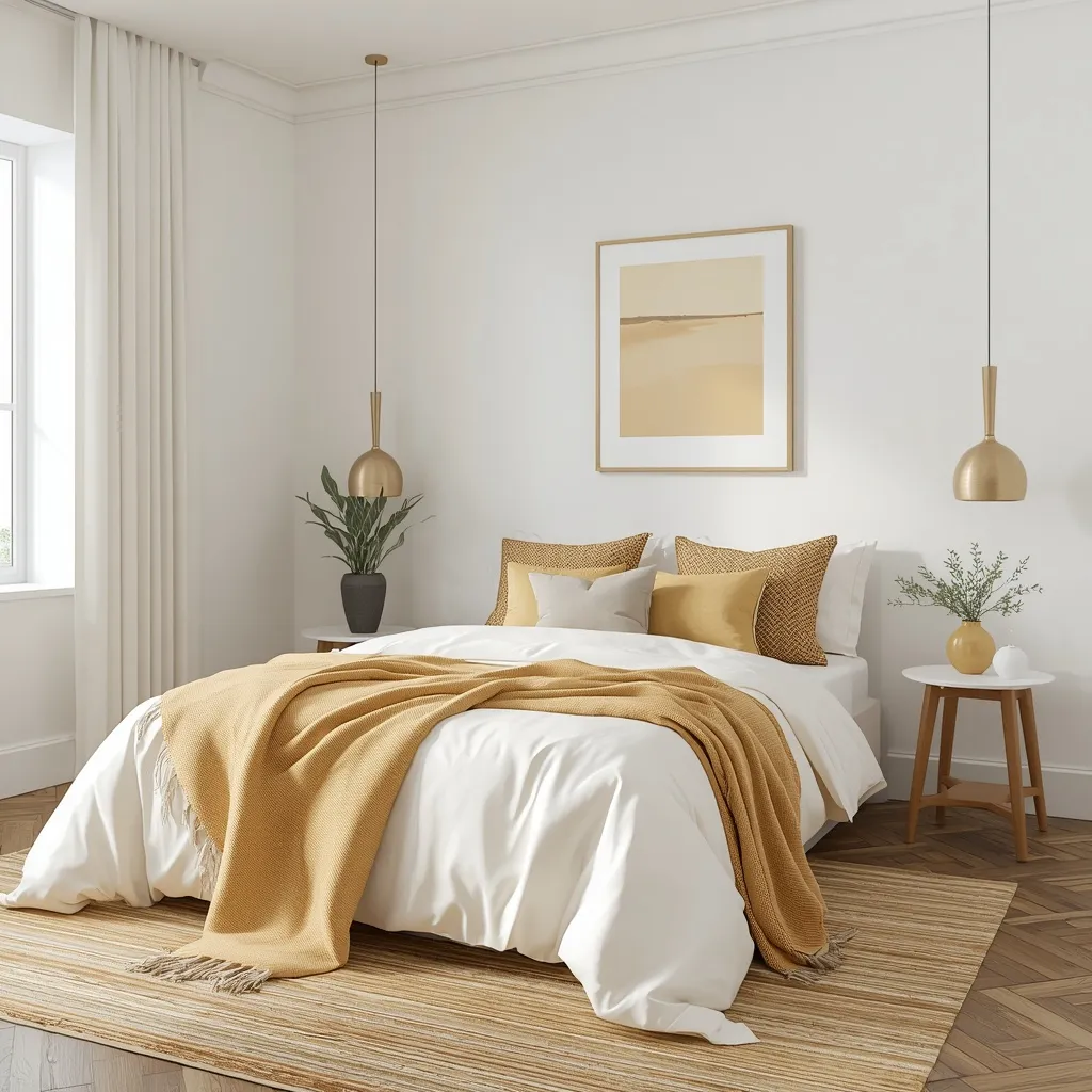 Yellow accent summer bedroom