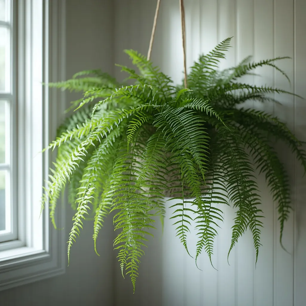 Boston fern in a hanging basket