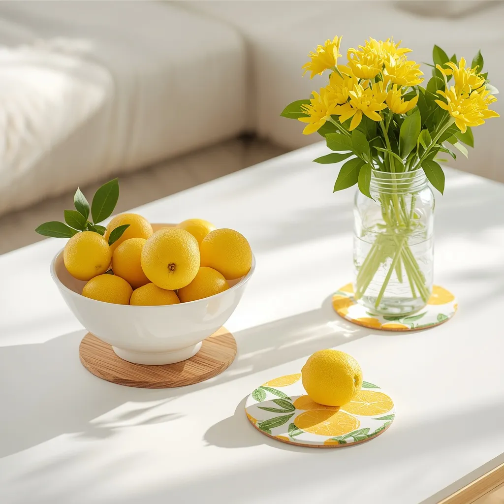 Citrus summer coffee table decor