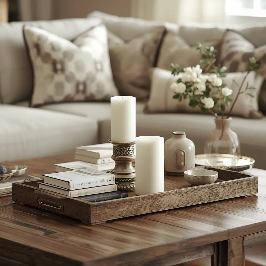 Coffee table candle tray