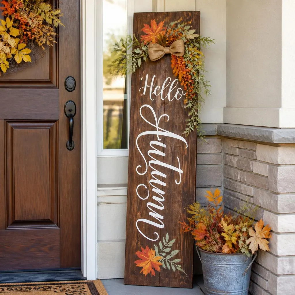 DIY wooden fall welcome sign