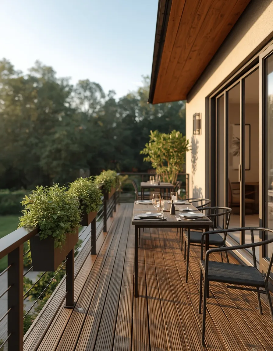 Deck-edge small backyard dining