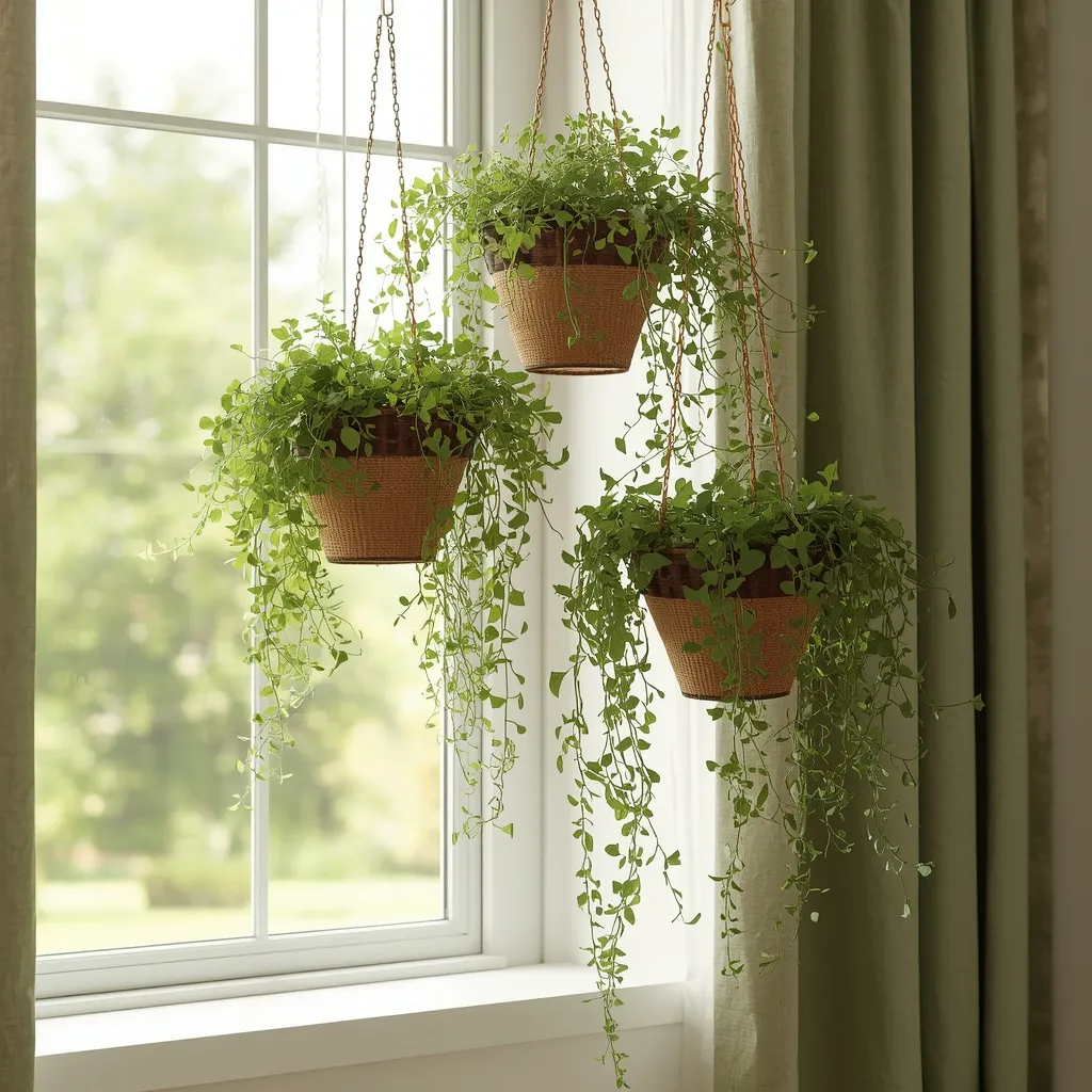 Hanging basket herb garden cluster