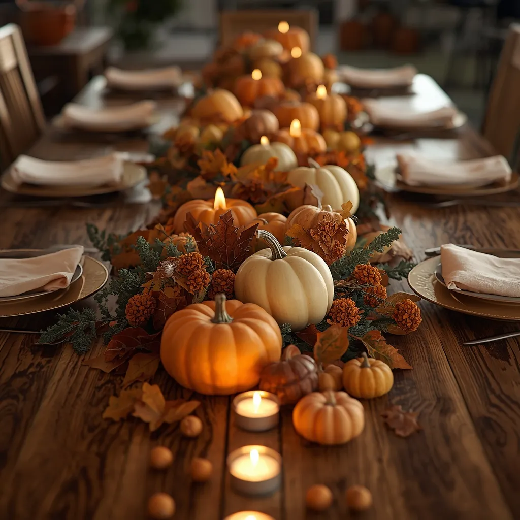 Mini pumpkin dining table centerpiece