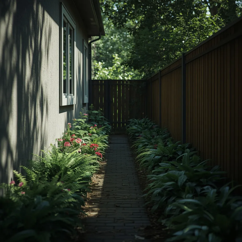 Narrow side of house flower bed