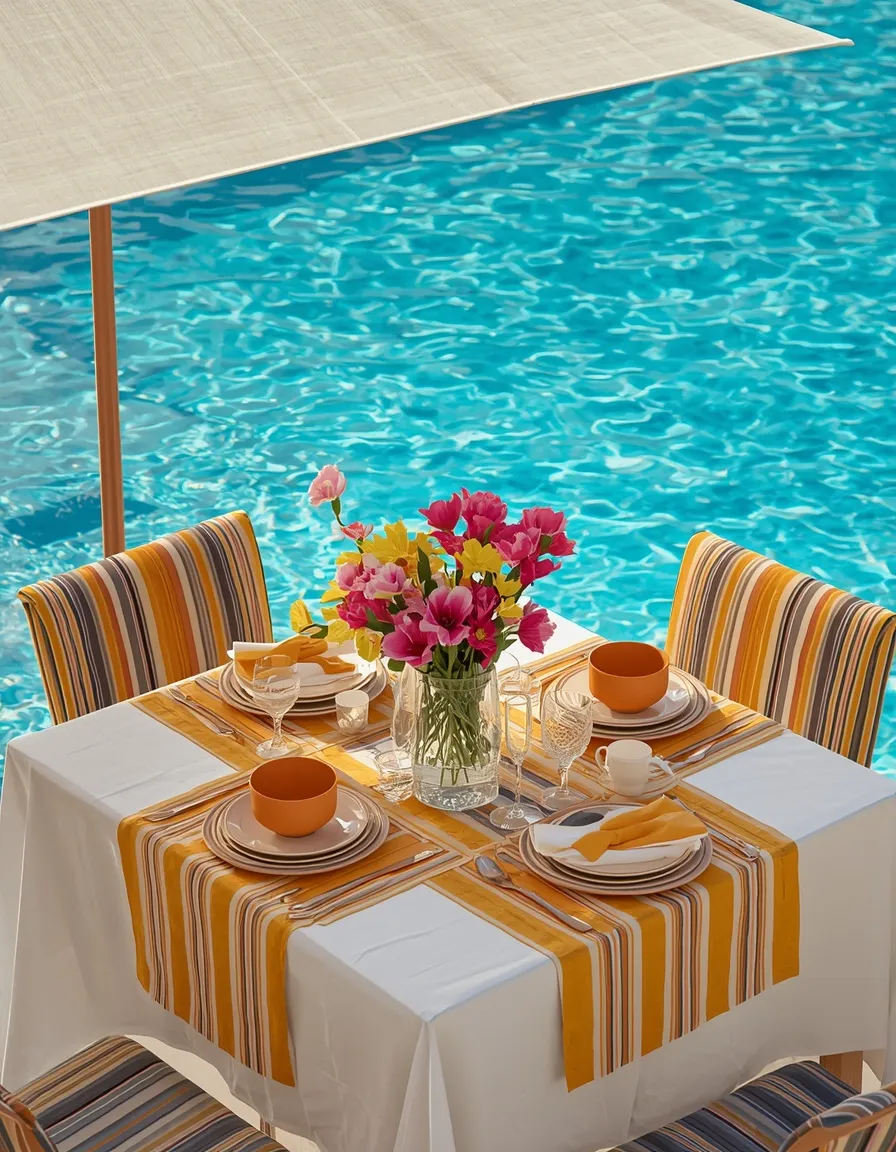 Poolside summer outdoor dining