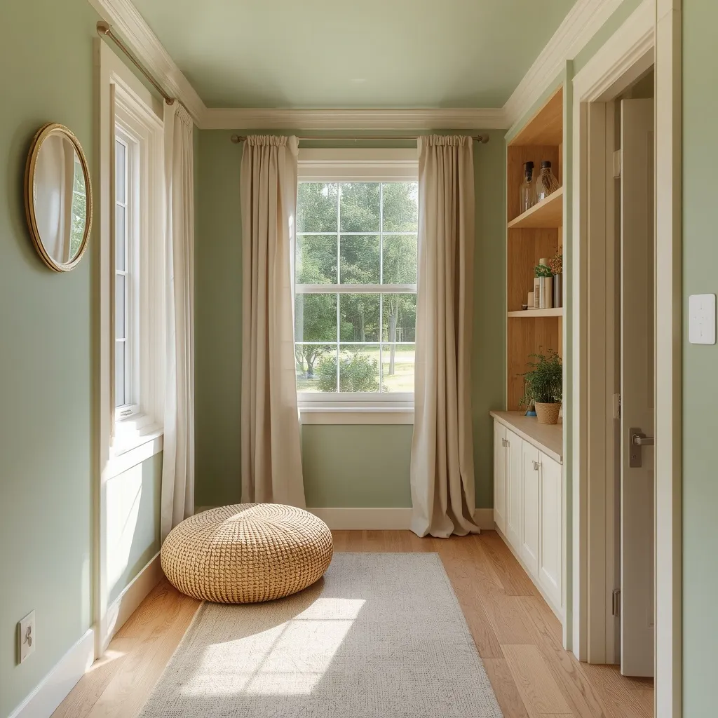 Sage and cream tiny house color scheme