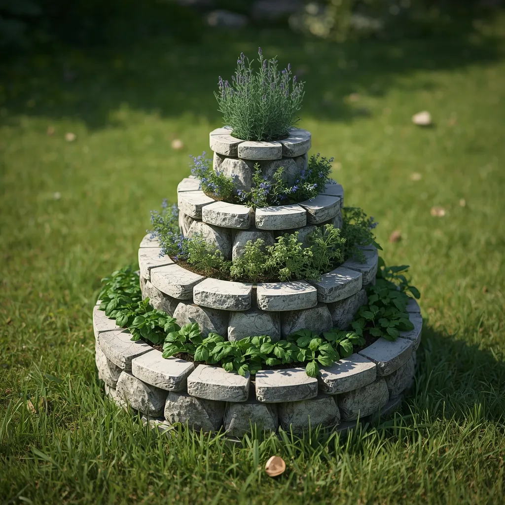 Classic stone herb spiral garden