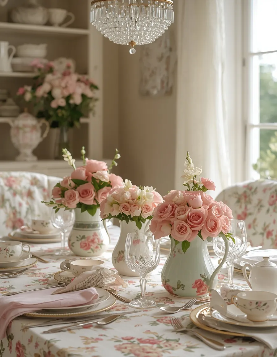 Floral cottage summer dining room