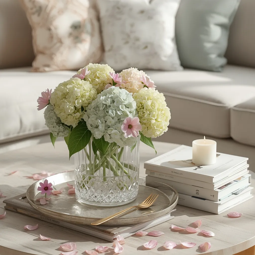 Fresh floral coffee table centerpiece