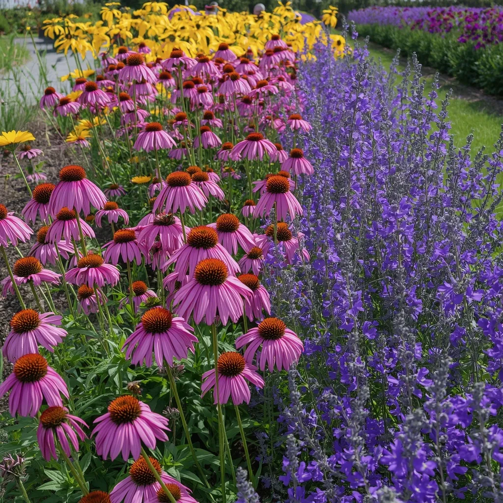 Full sun perennial flower border
