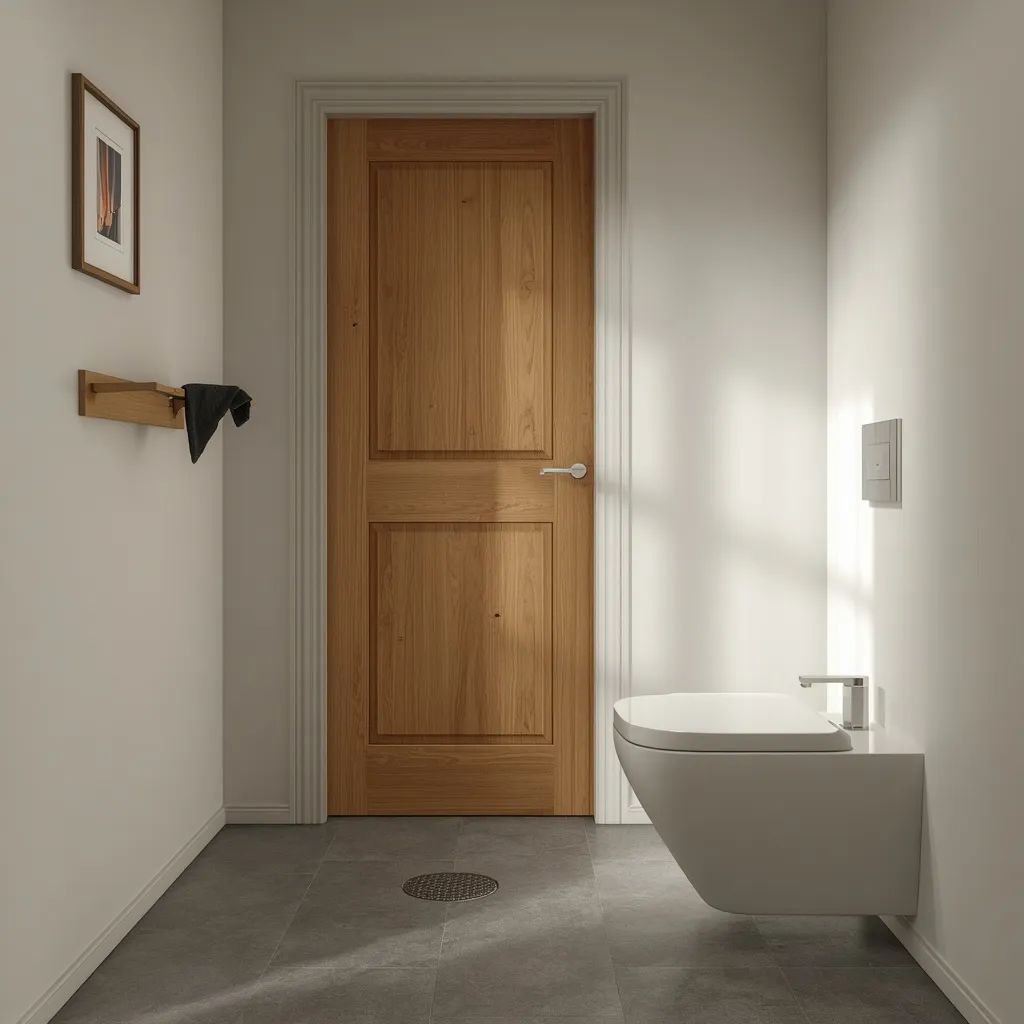 Greige small bathroom walls