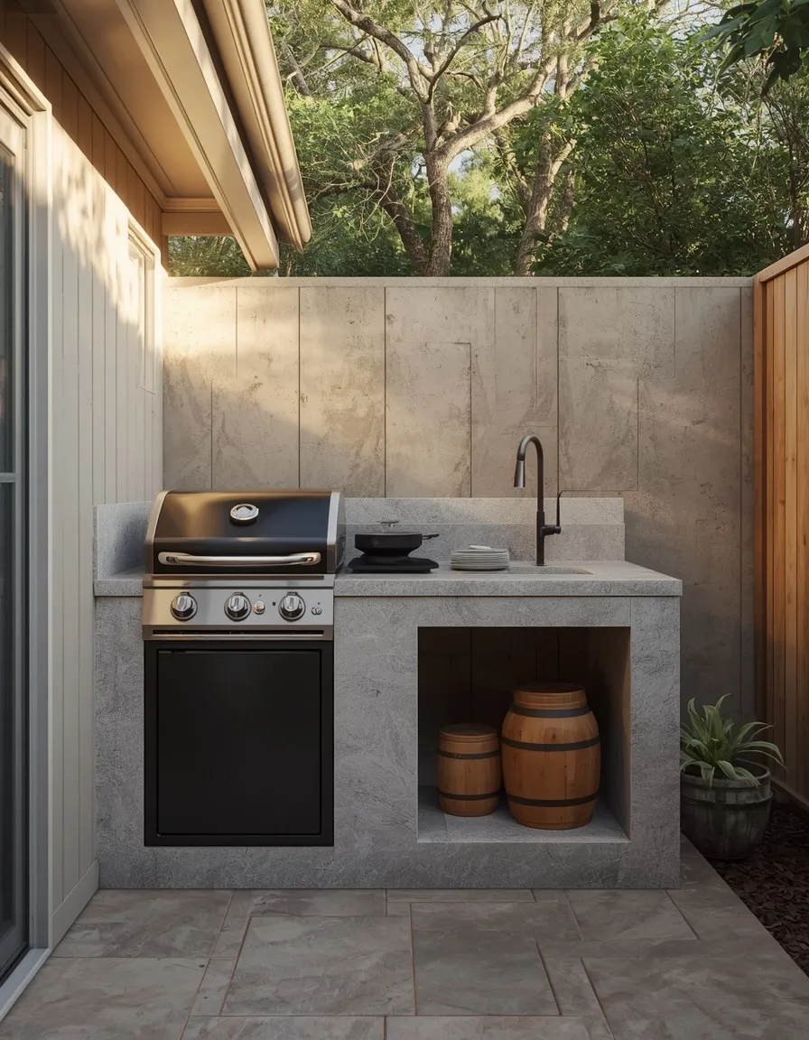 Grill and counter backyard kitchen