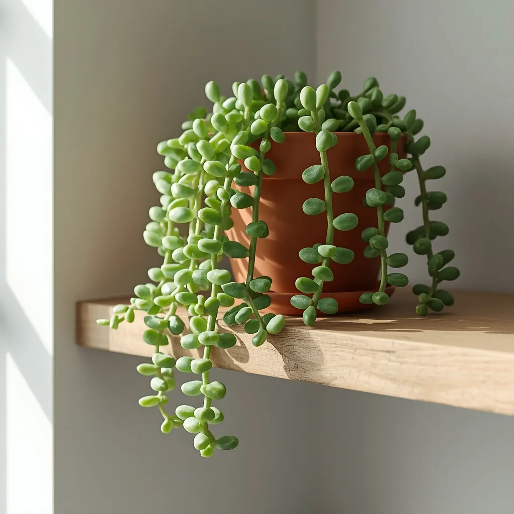 Trailing Gollum jade in a raised pot