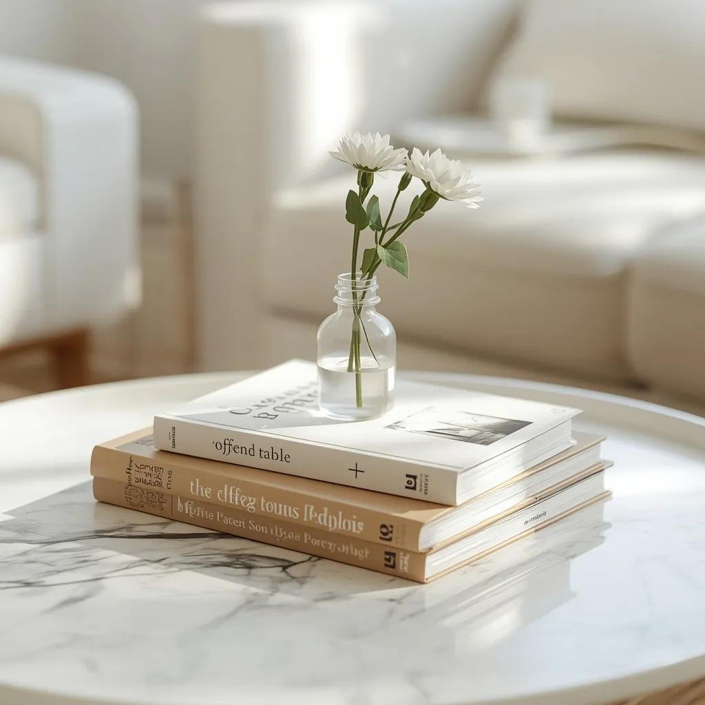 Book stack and bloom coffee table