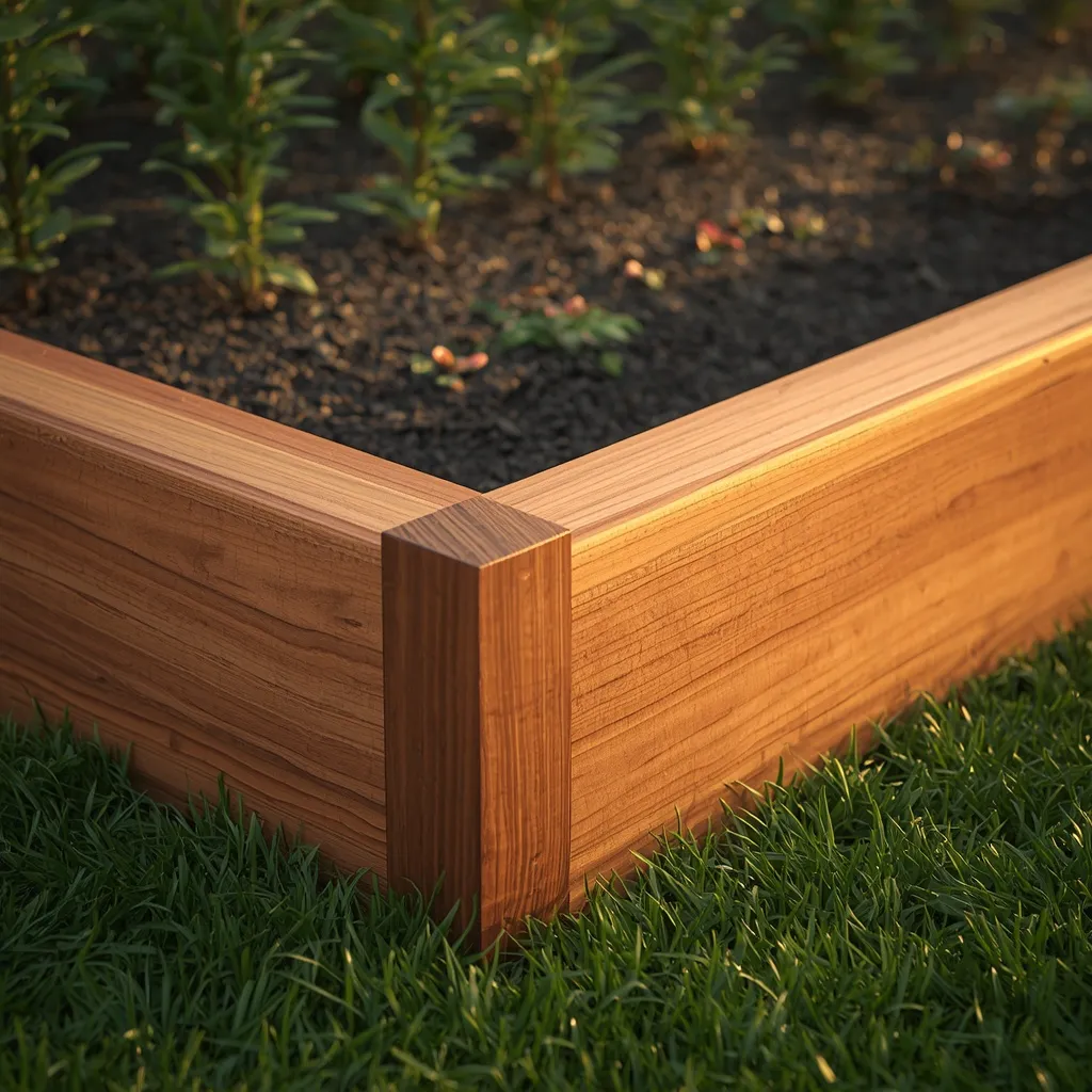 Cedar timber flower bed edging