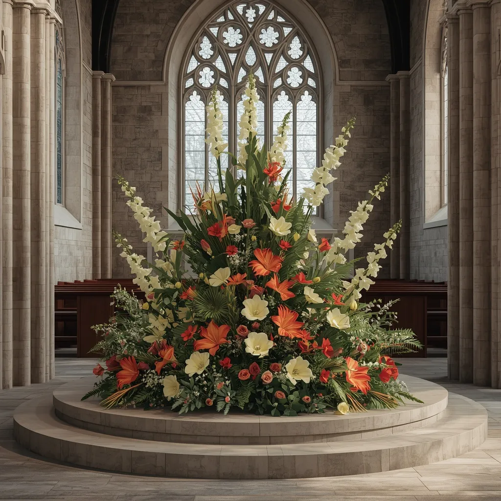 Church pedestal flower arrangement