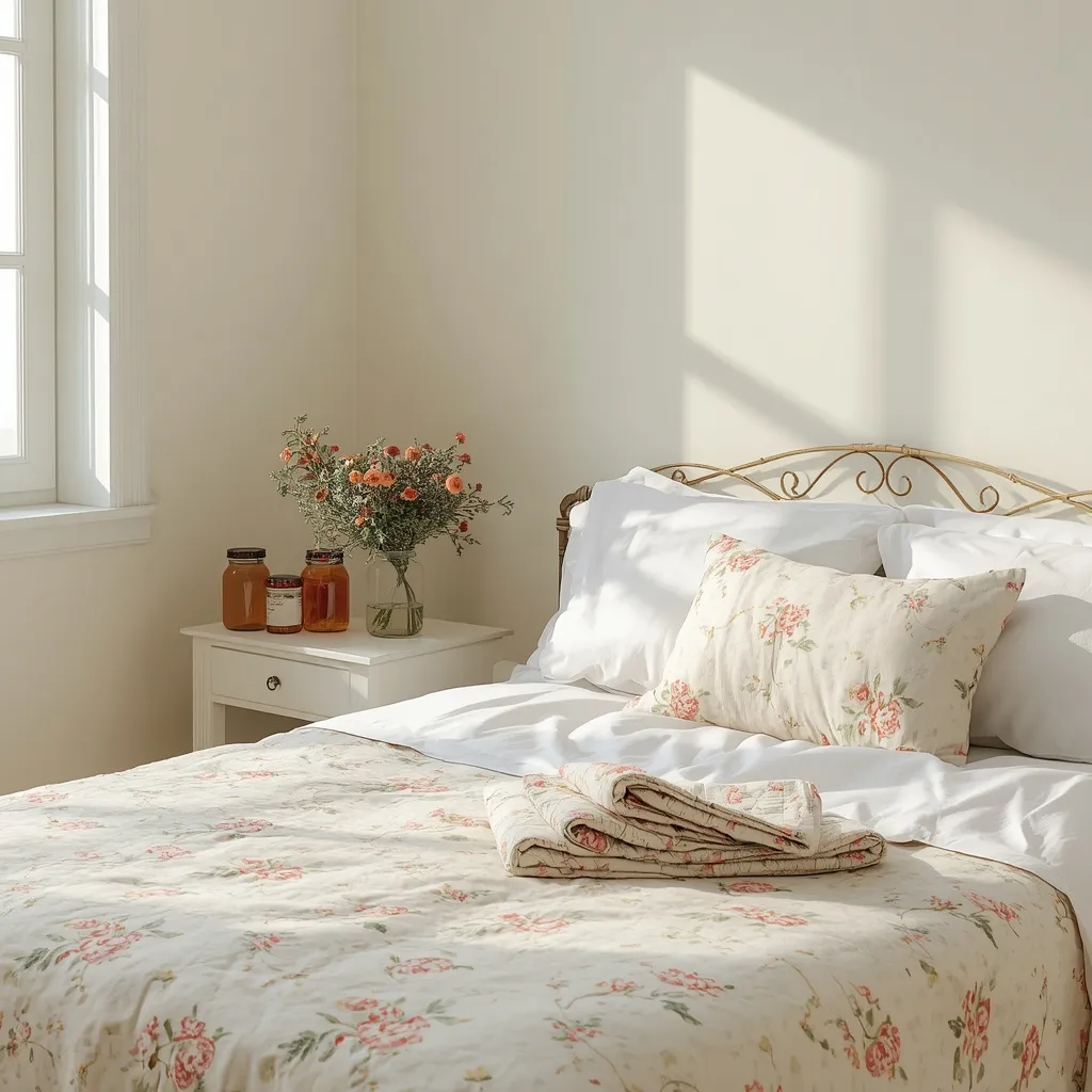 Cottage floral summer bedroom