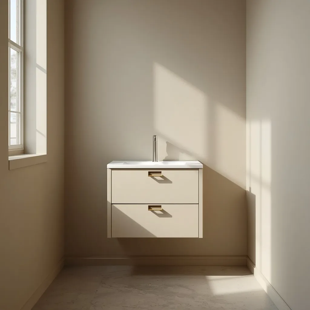 Light vanity in small bathroom