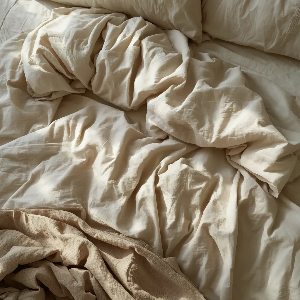 Linen bedding on farmhouse bed