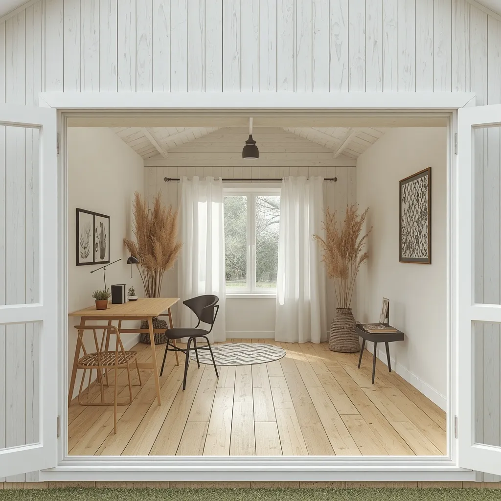 Scandinavian light-wood shed office