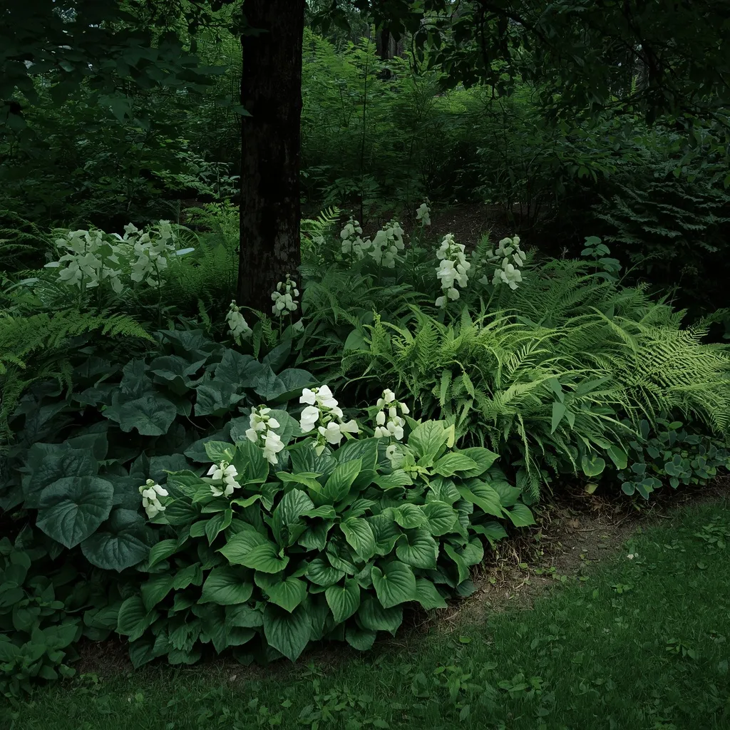 Shade woodland flower bed