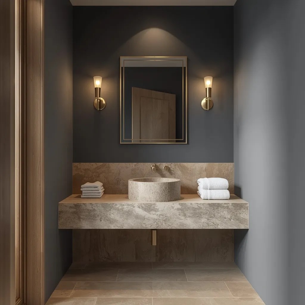 Spa like navy powder room