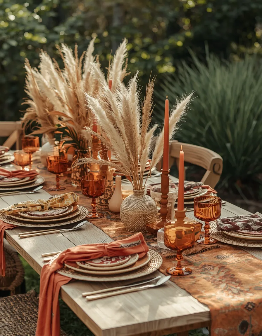 Boho summer garden tablescape