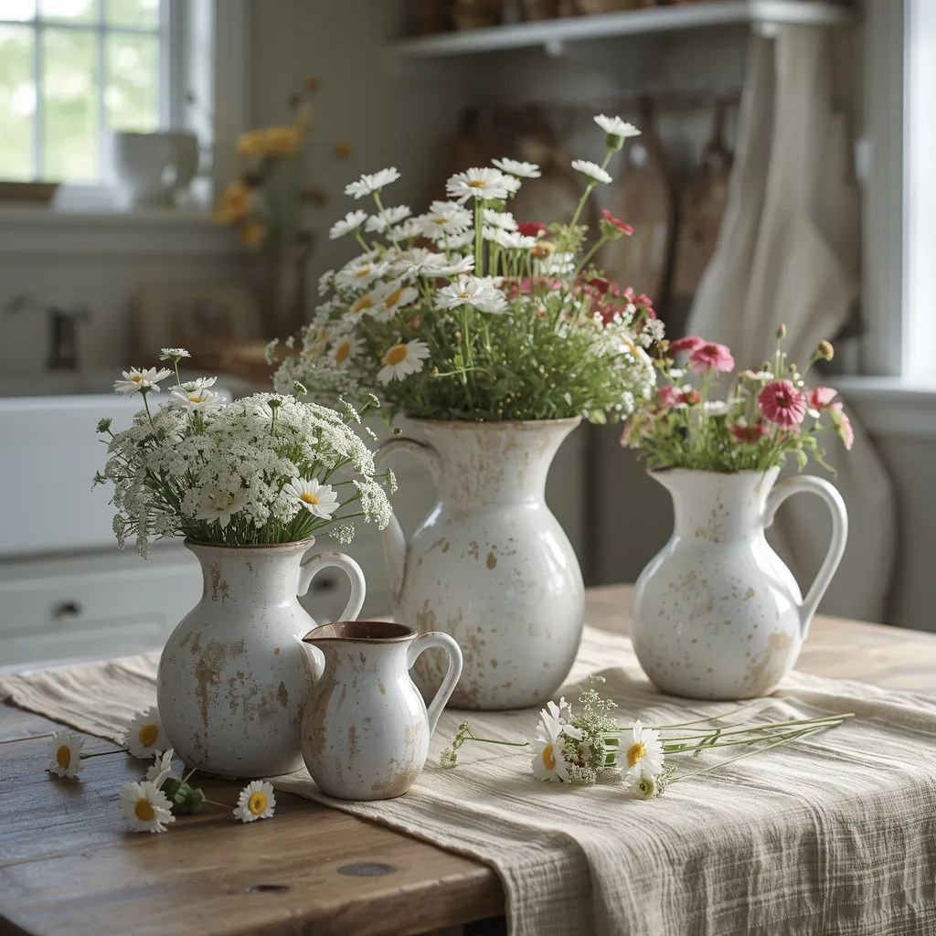 Enamelware wildflowers farmhouse kitchen