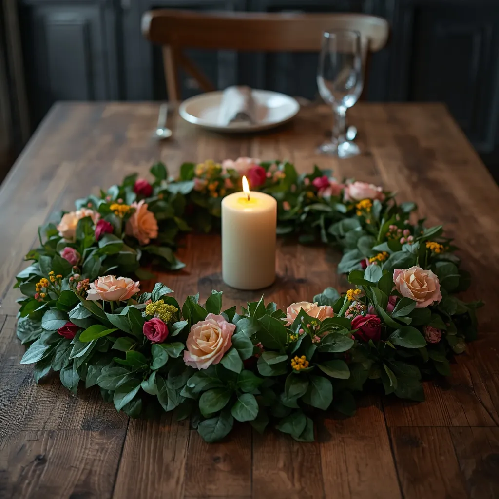 Flower ring laid flat on a table