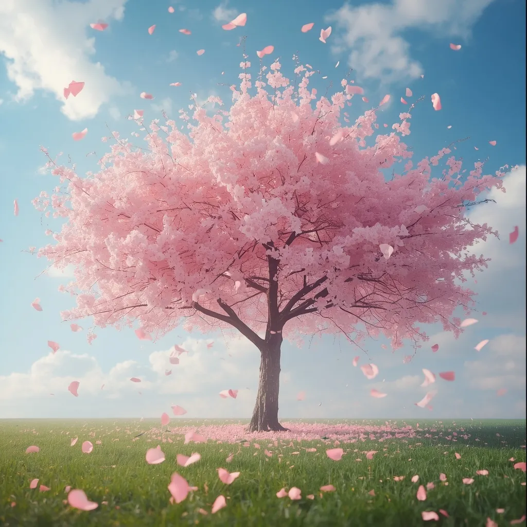 Flowering cherry tree covered in double pink blossom in early spring