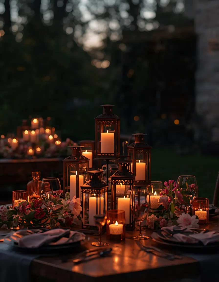 Lantern-lit evening outdoor dining