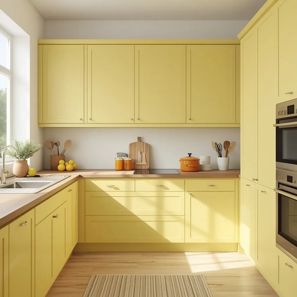 Lemon yellow kitchen cabinets